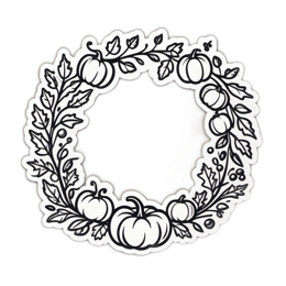 autumn pumpkins wreath SVG PNG design with black and white floral elements