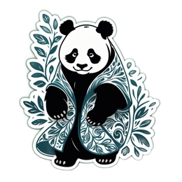 fantasy panda floral SVG PNG design with clean design elements, black and green floral elements