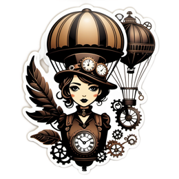 steampunk character balloon SVG PNG design with clean design elements