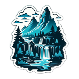 waterfall mountains SVG PNG design with clean design elements