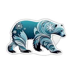 artistic bear floral SVG PNG design with white and blue floral elements