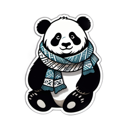 panda winter scarf SVG PNG design with clean design elements