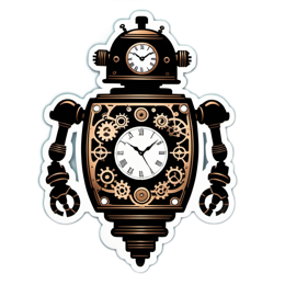 steampunk robot clock SVG PNG design