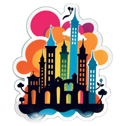 fantasy colorful cityscape SVG PNG design