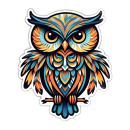 owl colorful patterns SVG PNG design with clean design elements