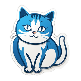 blue cat character SVG PNG design with clean design elements