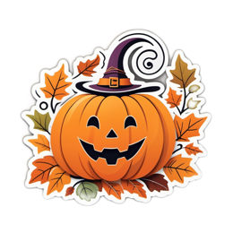 pumpkin foliage SVG PNG design with black and orange floral elements