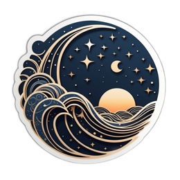 wave moon stars SVG PNG design