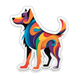 colorful dog sticker SVG PNG design with clean design elements