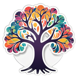 colorful tree SVG PNG design with clean design elements