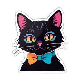 sticker black cat bowtie SVG PNG design