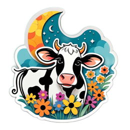 cow flowers SVG PNG design with clean design elements, floral elements
