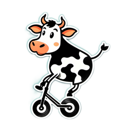 biking cow SVG PNG design with clean design elements