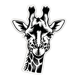 giraffe blackwhite sticker SVG PNG design with clean design elements