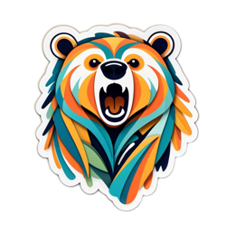 bear artistry sticker SVG PNG design with clean design elements