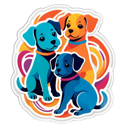 dogs colorful stickers SVG PNG design with clean design elements