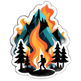hiking fire mountains SVG PNG design with clean design elements
