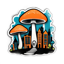 mushrooms cityscape SVG PNG design with clean design elements