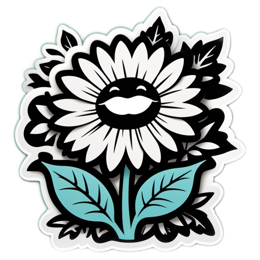 flower smile SVG PNG design with clean design elements, black and white floral elements