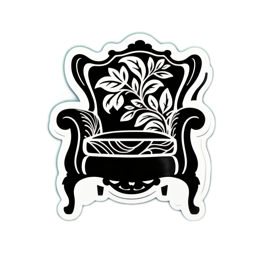 chair foliage floral SVG PNG design with clean design elements, black and white floral elements