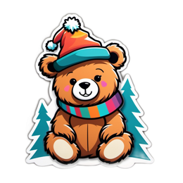 sticker bear winter SVG PNG design