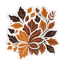 autumn leaves floral SVG PNG design with orange and green floral elements