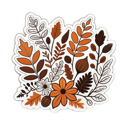 autumn flora foliage floral SVG PNG design with orange and green floral elements
