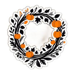 fall wreath pumpkins SVG PNG design with clean design elements, black and orange floral elements
