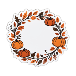 pumpkins wreath SVG PNG design with orange floral elements