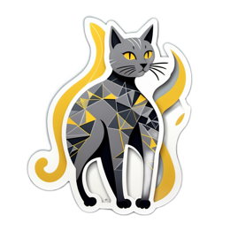 artistic geometric cat SVG PNG design with clean design elements