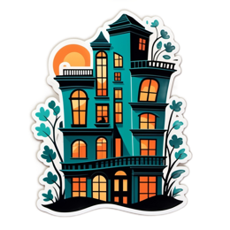 sticker colorful house SVG PNG design with clean design elements