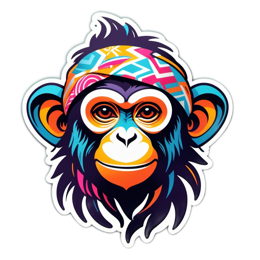 artsy colorful monkey SVG PNG design with clean design elements