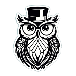 owl hat black white SVG PNG design with clean design elements