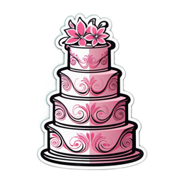 cake wedding floral SVG PNG design with pink floral elements