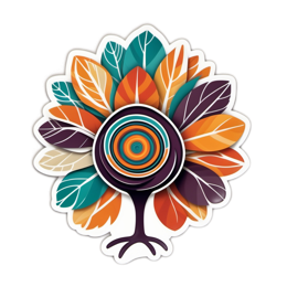 autumn leaves tree SVG PNG design with orange and green floral elements
