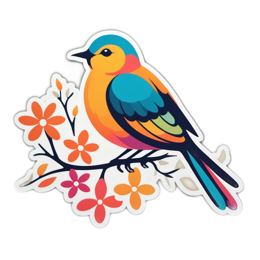 bird flowers floral SVG PNG design with orange and pink floral elements