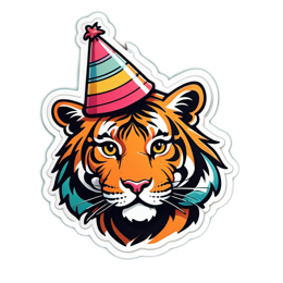 party tiger SVG PNG design with clean design elements