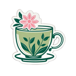 tea flower SVG PNG design with pink and green floral elements