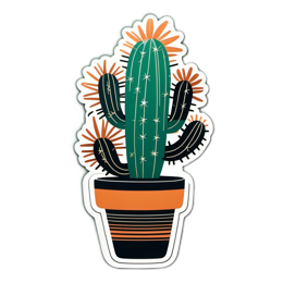 cactus flora SVG PNG design with clean design elements, orange and green floral elements