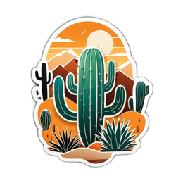 cactus sunset SVG PNG design with clean design elements