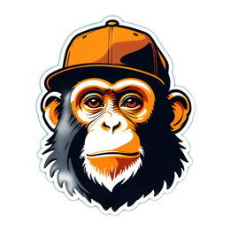 chimp hat sticker SVG PNG design with clean design elements