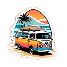 van beach sunset SVG PNG design