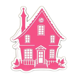 pink house sticker SVG PNG design with clean design elements