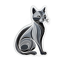 cat artistic SVG PNG design with clean design elements