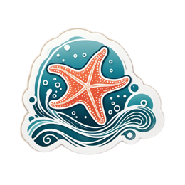sticker starfish wave SVG PNG design with clean design elements