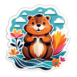 beaver flower SVG PNG design with floral elements