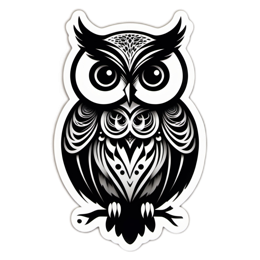 black and white owl SVG PNG design with clean design elements