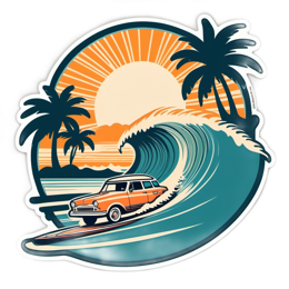 surfing vintage car SVG PNG design