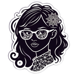 women sticker flower SVG PNG design with clean design elements, black and white floral elements