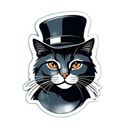 fancy hat cat SVG PNG design with clean design elements